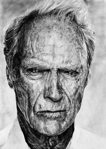 CLINT. Lápiz grafito sobre papel.