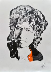 BOB DYLAN. Lápiz grafito y pastel sobre papel