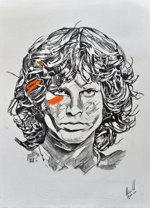 Jim Morrison. Lápiz grafito y pastel sobre papel