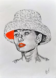 AUDREY. Lápiz grafito y pastel sobre papel